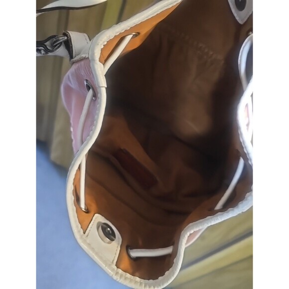 Patricia Nash Brindisi Leather Bucket Bag Pink Aztec Lacing Cinch Crossbody - Picture 12 of 16